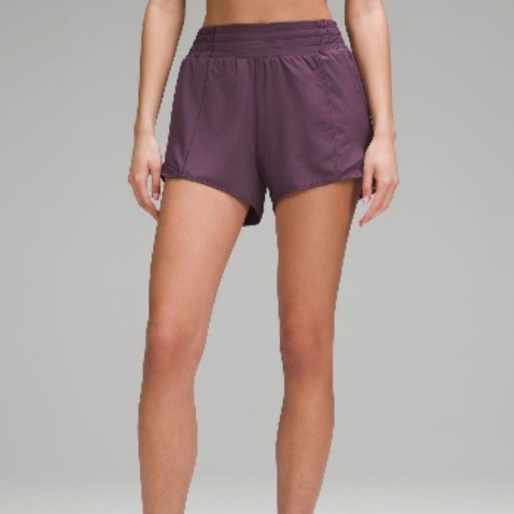 Hotty Hot High-Rise Lined Shorts 4" in Grape Thistle